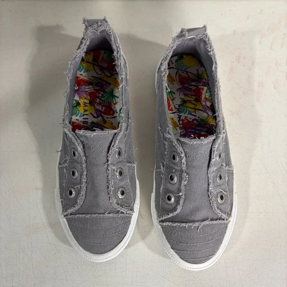 Blowfish Malibu Grey Slip-On Casual Canvas Sneaker Women Size 8.5 - Picture 4 of 13